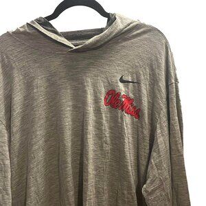 4XLT Nike Dri-Fit Ole Miss Pull-Over Long Sleeve shirt with Hood- Gray